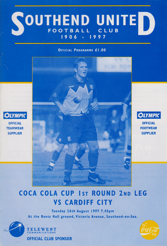 Southend United v Cardiff City - Coca Cola Cup - 26.08.97