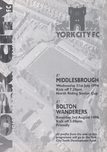 York City v Middlesbrough/Bolton - North Riding Cup/Friendly - 31.07.96/03.08.96