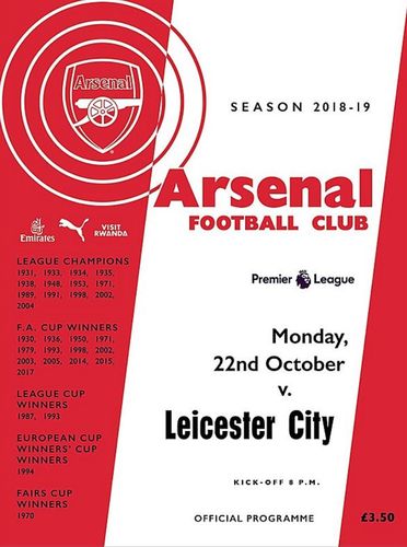 Arsenal v Leicester City - League - 22.10.18