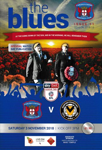 Carlisle United v Newport County - League - 03.11.18
