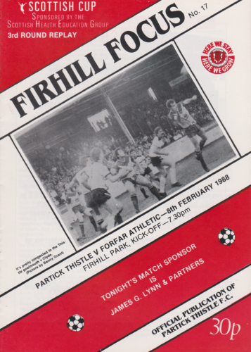 Partick Thistle v Forfar Athletic - Scottish Cup - 08.02.88