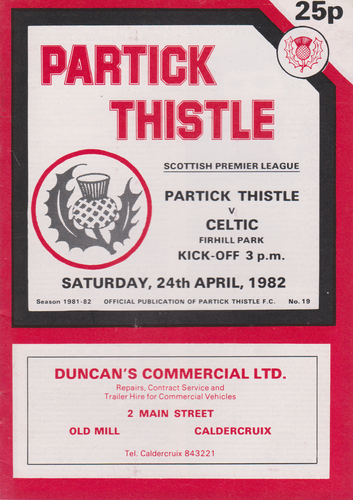 Partick Thistle v Celtic - League - 24.04.82