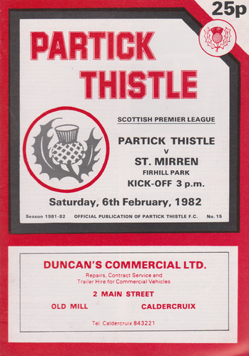 Partick Thistle v St Mirren - League - 06.02.82