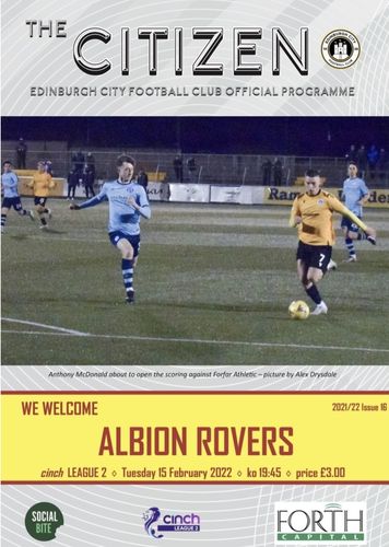 Edinburgh City v Albion Rovers - League - 15.02.22